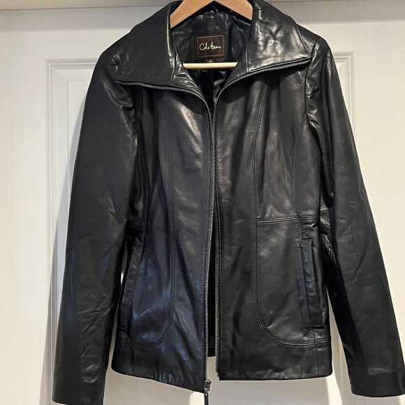 Cole Haan 100% Lambskin Black Leather Jacket - EUC, Size Medium - Picture 2 of 11
